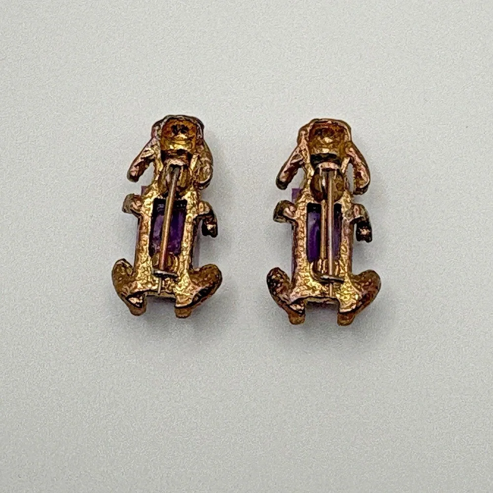 Vintage Dog Brooches Pins Lucite Purple Poodles